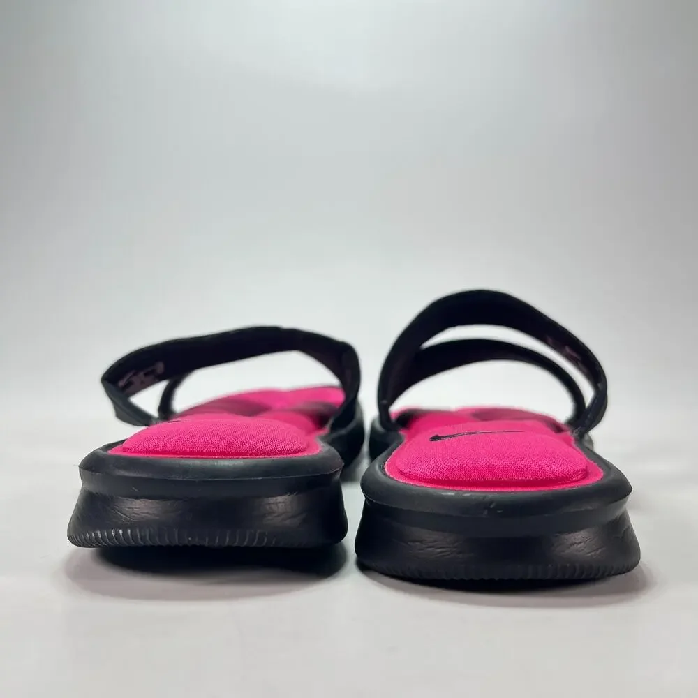 Nike Ultra Black Hot Pink Casual Comfort Slide Sandals 882695-003 Women's Size 6